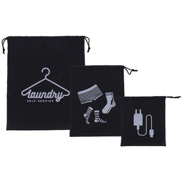 Set de 3 Saci din PP cu Șnur - Negri - ramosdecor