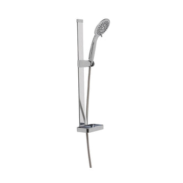 Coloană de duș cu bandă 3M, duș mână 5 funcții, furtun flexibil, savonieră și șină aluminiu - Cromat - ramosdecor
