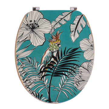 Capac De Toaletă MDF 18 Inch Cu Balamale Din Oțel Inoxidabil - Blue Jungle Fever - ramosdecor