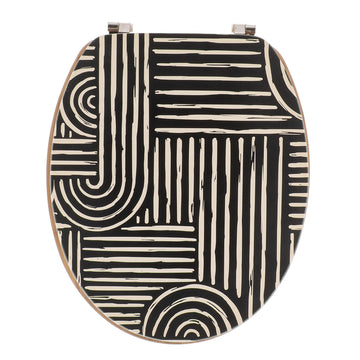 Capac De Toaletă MDF 18 Inch Cu Balamale Din Oțel Inoxidabil - Ethnic Vibes - ramosdecor