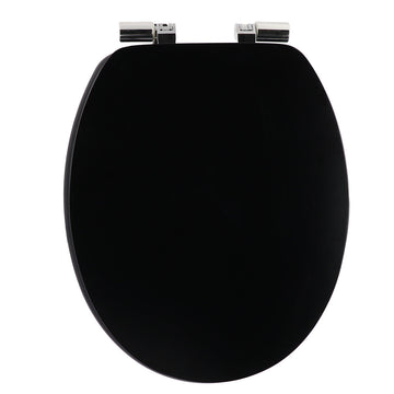 Capac de Toaletă cu Balamale Cromate și Sistem de Închidere Lentă - Negru - ramosdecor