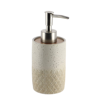 Dispenser pentru Săpun Gravat din Poliresină 265 ml - Natural/Acacia prezentat într-un decor modern marca Ramos