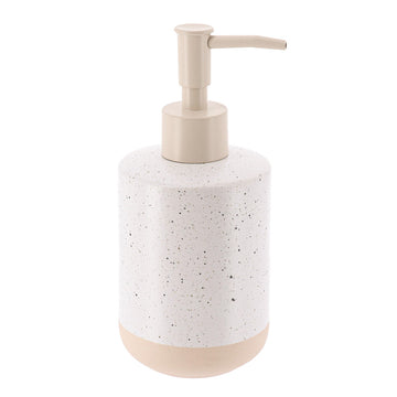 Dozator de Săpun cu Finisaj Brut Mat 330 ml - Alb/Bej prezentat într-un decor modern marca Ramos