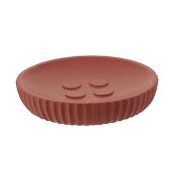 Savonieră Rotundă din Polirășină cu Dungi - Terracotta - ramosdecor