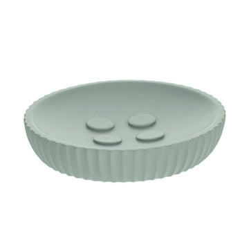 Savonieră Rotundă din Polirășină cu Dungi - Verde Eucalipt - ramosdecor