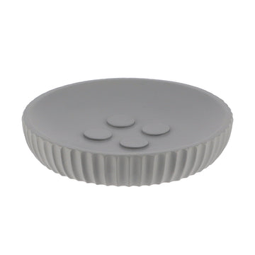 Savonieră Rotundă din Polirășină cu Dungi - Gri Inchis - ramosdecor