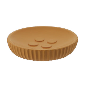 Savonieră Rotundă din Polirășină cu Dungi - Mustar - ramosdecor