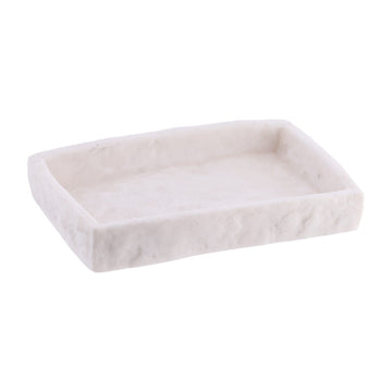 Savonieră Rectangulară din Polirășină cu Efect de Piatră - Alb - ramosdecor