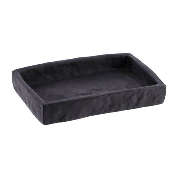Savonieră Rectangulară din Polirășină cu Efect de Piatră - Negru - ramosdecor