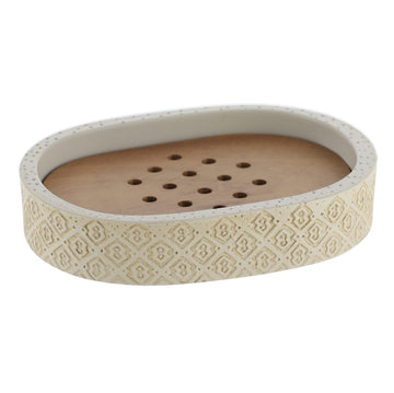 Farfurie Pentru Săpun Gravată din Poliresină - Natural/Acacia prezentat într-un decor modern marca Ramos