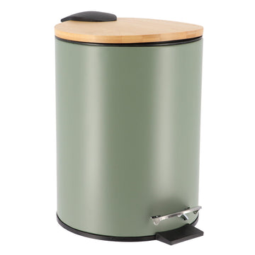 Coș De Gunoi Metalic Cu Închidere Lentă 3L - Khaki/Bambus - ramosdecor