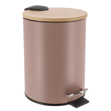 Coș De Gunoi Metalic Cu Închidere Lentă 3L - Cappuccino/Bambus - ramosdecor