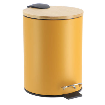 Coș De Gunoi Metalic Cu Închidere Lentă 3L - Muștar/Bambus - ramosdecor