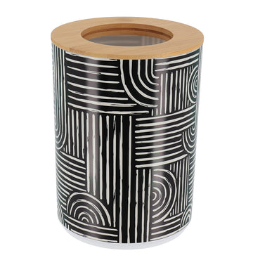 Coș De Gunoi PP Imprimat Cu Capac Din Bambus 5L - Ethnic Vibes - ramosdecor