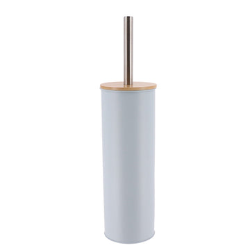 Perie De Toaletă Metalică Cu Capac Din Bambus - Albastru Clar prezentat într-un decor modern marca Ramos