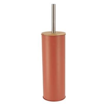 Perie Toaletă Metalică Cu Capac Din Bambus - Terracotta - ramosdecor