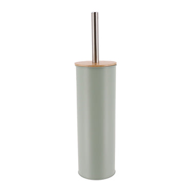 Perie De Toaletă Metalică Cu Capac Din Bambus - Verde Eucaliptus prezentat într-un decor modern marca Ramos