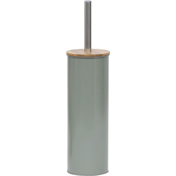 Perie Toaletă Metalică Cu Capac Din Bambus - Khaki - ramosdecor