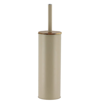 Perie Toaletă Metalică Cu Capac Din Bambus - Alb/Acacia - ramosdecor