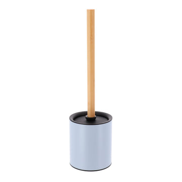 Perie De Toaletă Metalică Cu Mâner Din Bambus - Albastru Clar/Bambus - ramosdecor