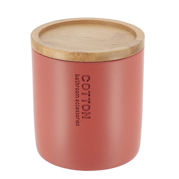 Cutie pentru Vată din Polirășină cu Capac - Terracotta/Bambus - ramosdecor