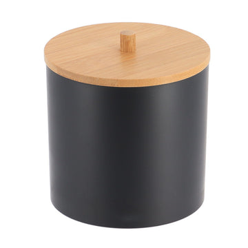 Cutie pentru Vată din Polirășină cu Capac - Negru/Bambus - ramosdecor