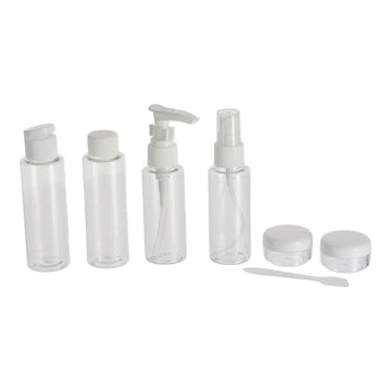 Set de Călătorie din PVC cu 6 Recipiente Goale - Transparent/Alb - ramosdecor