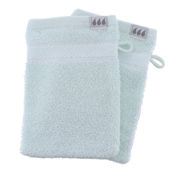 Set de 2 Mănuși de Toaletă 15x21 cm, 100% Bumbac - Verde Pastel - ramosdecor