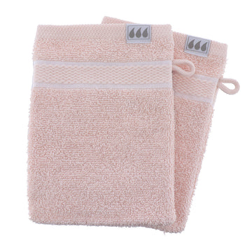 Set de 2 Mănuși de Toaletă 15x21 cm, 100% Bumbac - Roz Pudră - ramosdecor