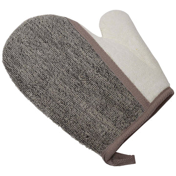 Mănușă de Masaj Exfoliantă pentru Corp Poliester/Ramie/Pvc - Cream/Taupe - ramosdecor