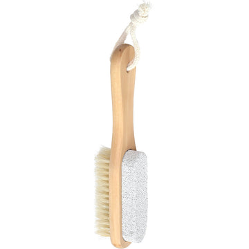 Perie de Pedichiură din Lemn cu o Latură Piatră Ponce și o Latură Perie - Natural - ramosdecor