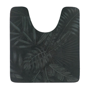 Covoraș Toaletă Essential Nature 45x50 CM - Negru/Frunze - ramosdecor