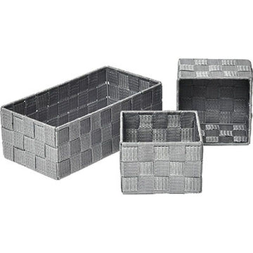 Set de 3 Coșuri din Poliester - Gri - ramosdecor