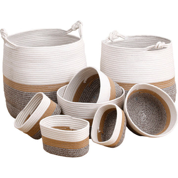 Set de 8 Coșuri 100% Bumbac Heather - Natural/Maro - ramosdecor