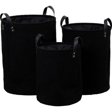 Set de 3 Coșuri Pentru Rufe Teddy Flush - Negru - ramosdecor