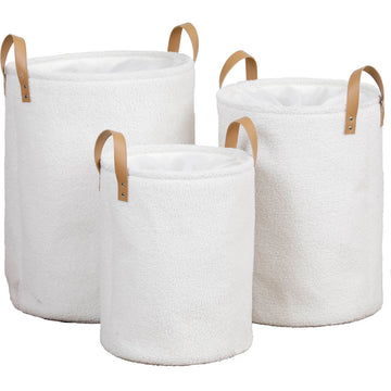 Set de 5 Coșuri Bicolore cu Efect de Catifea - Alb/Bej - ramosdecor