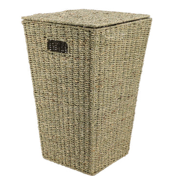 Coș de Rufe Evazat din Iarbă de Mare cu Capac - Natural - ramosdecor