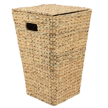 Coș de Rufe din Zambilă Împletită cu Formă Evazată și Capac - Natural - ramosdecor