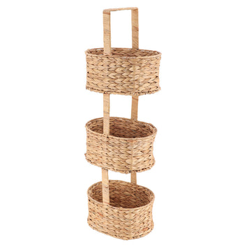 Raft din Zambilă de Apă/Metal cu 3 Coșuri - Natural - ramosdecor