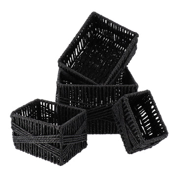 Set de 4 Coșuri din Hârtie - Negru - ramosdecor