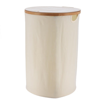 Coș de Rufe Pliabil cu Capac Rotund - Natural/Bambus prezentat într-un decor modern marca Ramos