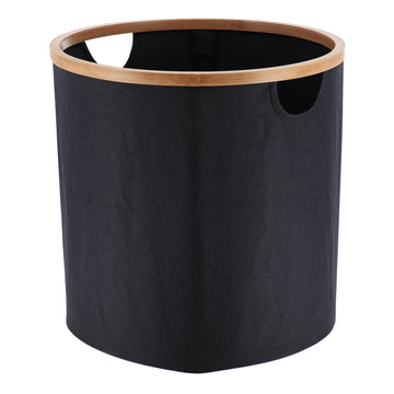 Coș de Depozitare Rotund - Negru/Bambus - ramosdecor