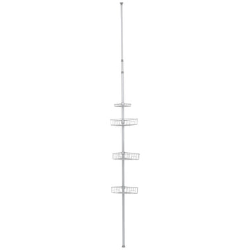 Coloană Telescopică din Metal Vopsit cu 4 Rafturi h289 CM- Gri Deschis prezentat într-un decor modern marca Ramos