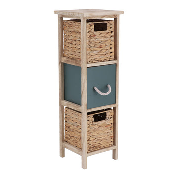 Mobilier Paulownia 2 coșuri jacint de apă + 2 sertare lemn - Natural/Kaki - ramosdecor