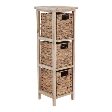Mobilier din Paulownia cu 3 Coșuri din Jacint de Apă - Natural - ramosdecor