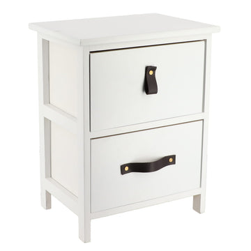 Mobilier mic din MDF/Paulownia cu 2 Sertare și Mânere - Alb - ramosdecor