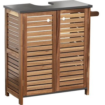 Cabinet De Chiuvetă Din Acacia Și MDF Cu 2 Uși + 1 Raft Interior + Suport Pentru Prosoape Pe Lateral - Element - ramosdecor