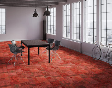 Mochetă Modulară Autoadezivă Cava Motion MO 25x100 cm prezentat într-un decor modern marca Ramos