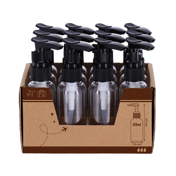 Set cu 12 Sticle de Plastic 50 ml cu Pompă - Transparent - ramosdecor