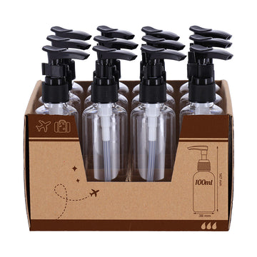 Set cu 12 Sticle de Plastic 100 ml cu Pompiță - Transparent - ramosdecor